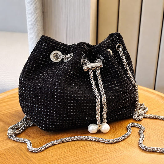 Élise Noir Crystal Bucket Bag