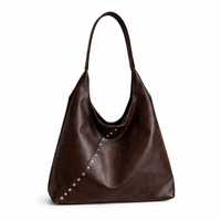 Vintage Brown Studded Shoulder Bag