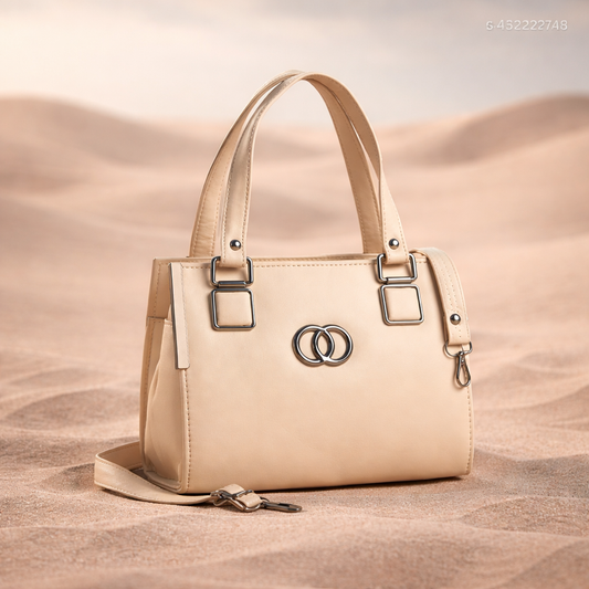 Elegant Beige Dual-Handle Crossbody Handbag for Women