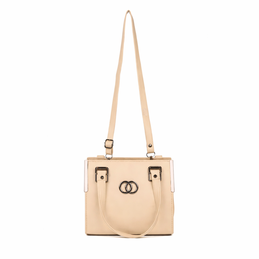 Elegant Beige Dual-Handle Crossbody Handbag for Women