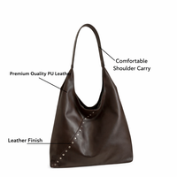 Vintage Brown Studded Shoulder Bag