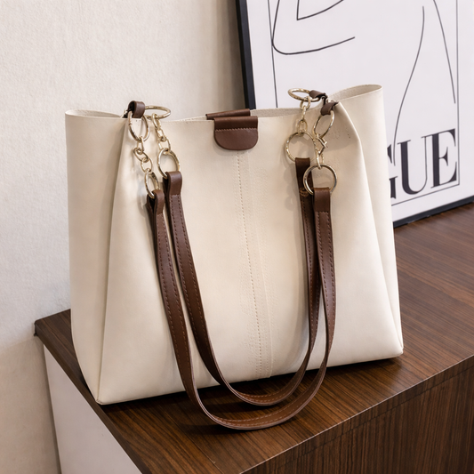 GONAARI Ivory Luxe Tote Bag – Elegant Everyday Handbag ✨