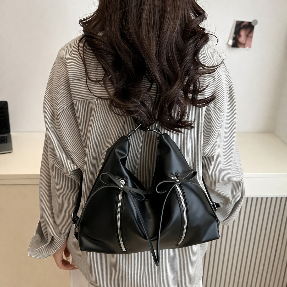 Noir Bow Detail Shoulder Bag — clean, premium, and brandable.