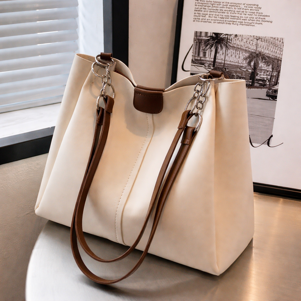 GONAARI Ivory Luxe Tote Bag – Elegant Everyday Handbag ✨