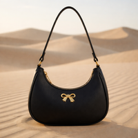 Elegant Noir Bow Shoulder Bag for Women – Premium Chic Everyday Handbag