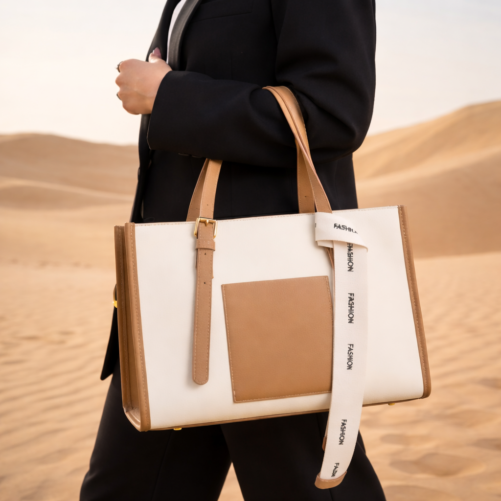 GoNaari Elegant Dual-Tone Tote Bag – Stylish Women’s Handbag with Crossbody Strap