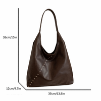 Vintage Brown Studded Shoulder Bag