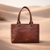 Premium Leather Office Tote Bag for Women | Professional Work Bag with Shoulder Strap | Maroon & Brown